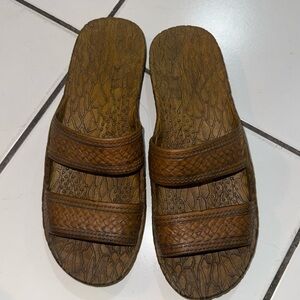 Brown slide sandals